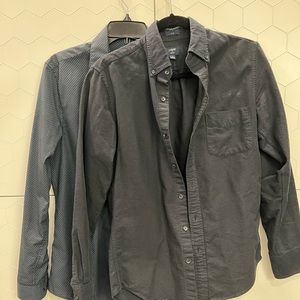 Black Dress shirts slim fit button down J Crew and H&M lot of 2 size Small
